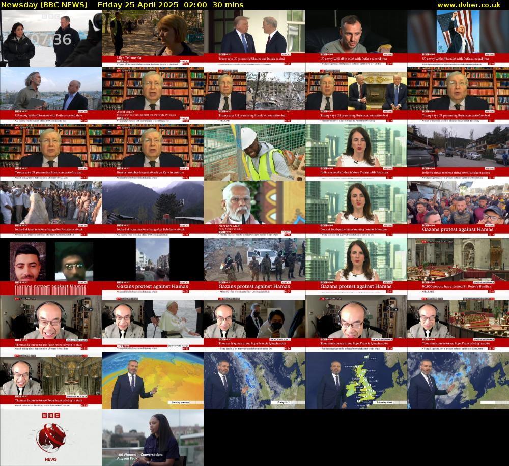 Newsday (BBC NEWS) Friday 25 April 2025 02:00 - 02:30