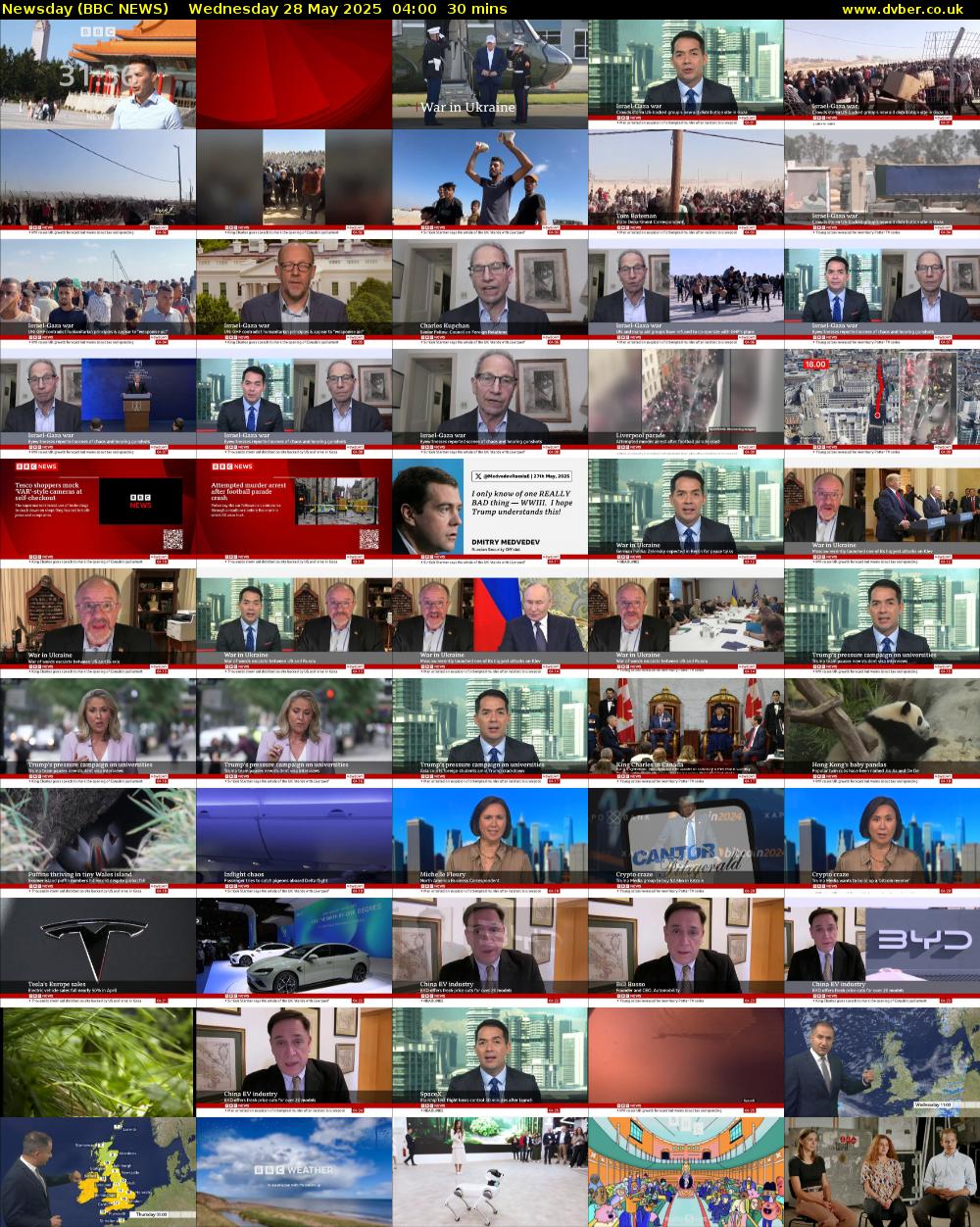 Newsday (BBC NEWS) Wednesday 28 May 2025 04:00 - 04:30