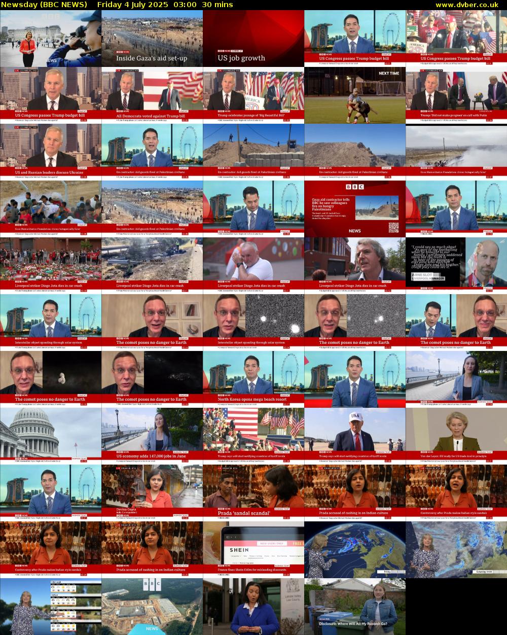 Newsday (BBC NEWS) Friday 4 July 2025 03:00 - 03:30