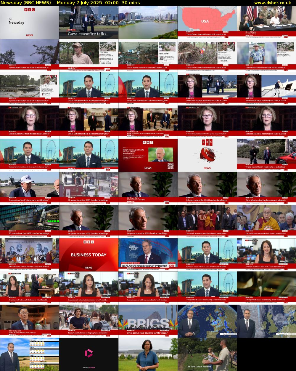 Newsday (BBC NEWS) Monday 7 July 2025 02:00 - 02:30