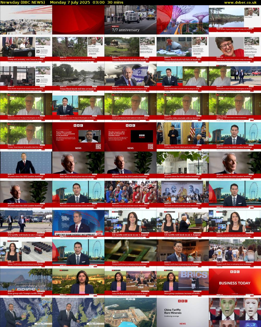 Newsday (BBC NEWS) Monday 7 July 2025 03:00 - 03:30