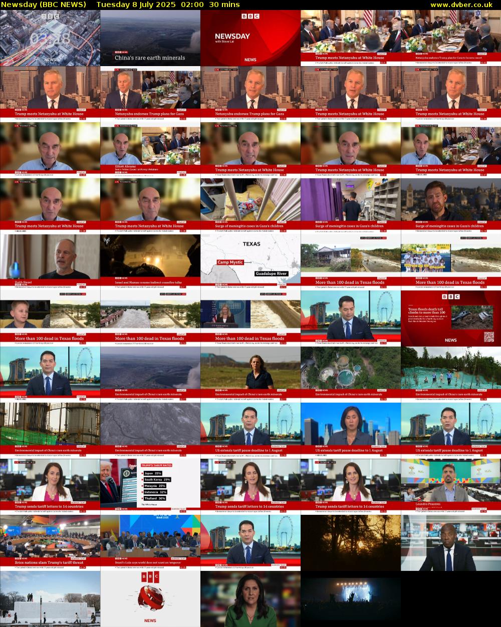 Newsday (BBC NEWS) Tuesday 8 July 2025 02:00 - 02:30