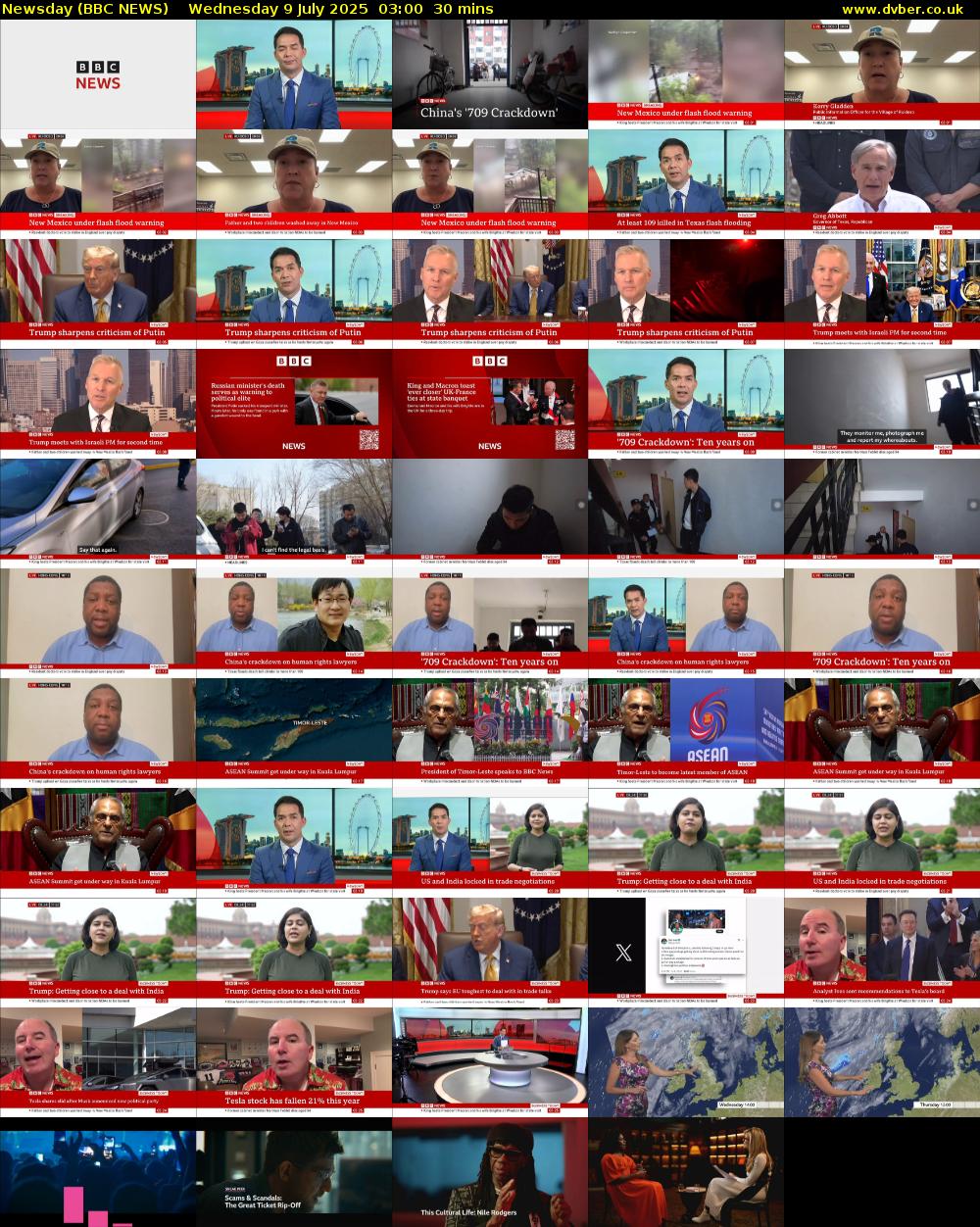 Newsday (BBC NEWS) Wednesday 9 July 2025 03:00 - 03:30