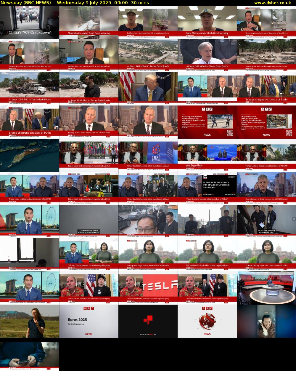 Newsday (BBC NEWS) Wednesday 9 July 2025 04:00 - 04:30