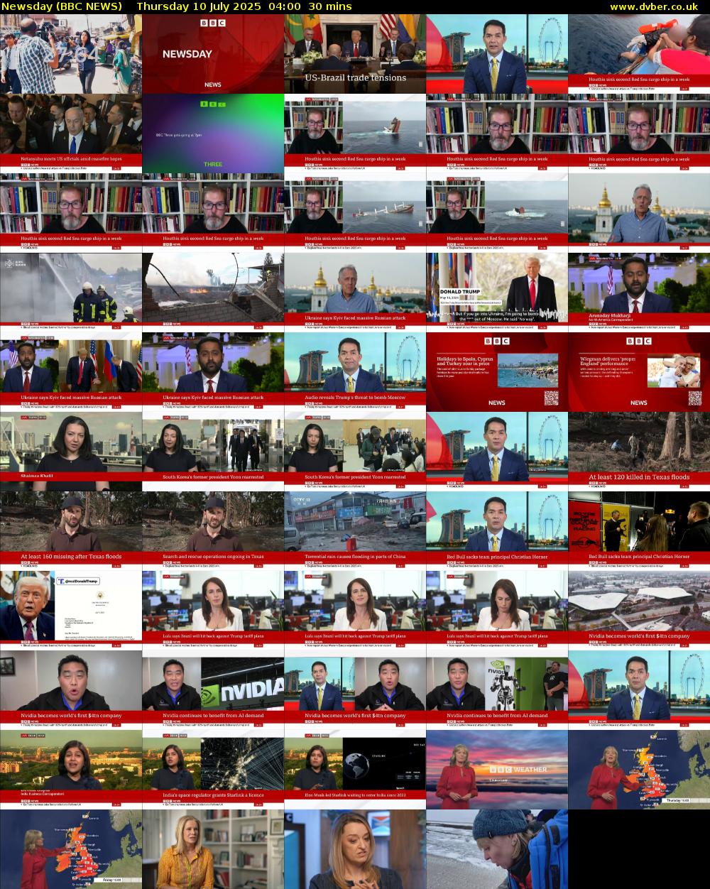 Newsday (BBC NEWS) Thursday 10 July 2025 04:00 - 04:30