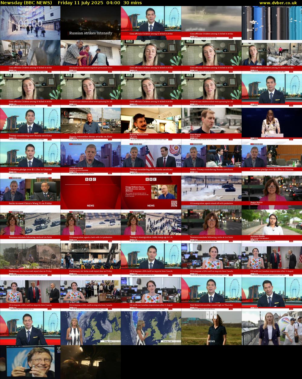 Newsday (BBC NEWS) Friday 11 July 2025 04:00 - 04:30