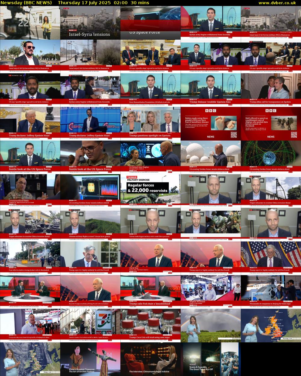 Newsday (BBC NEWS) Thursday 17 July 2025 02:00 - 02:30