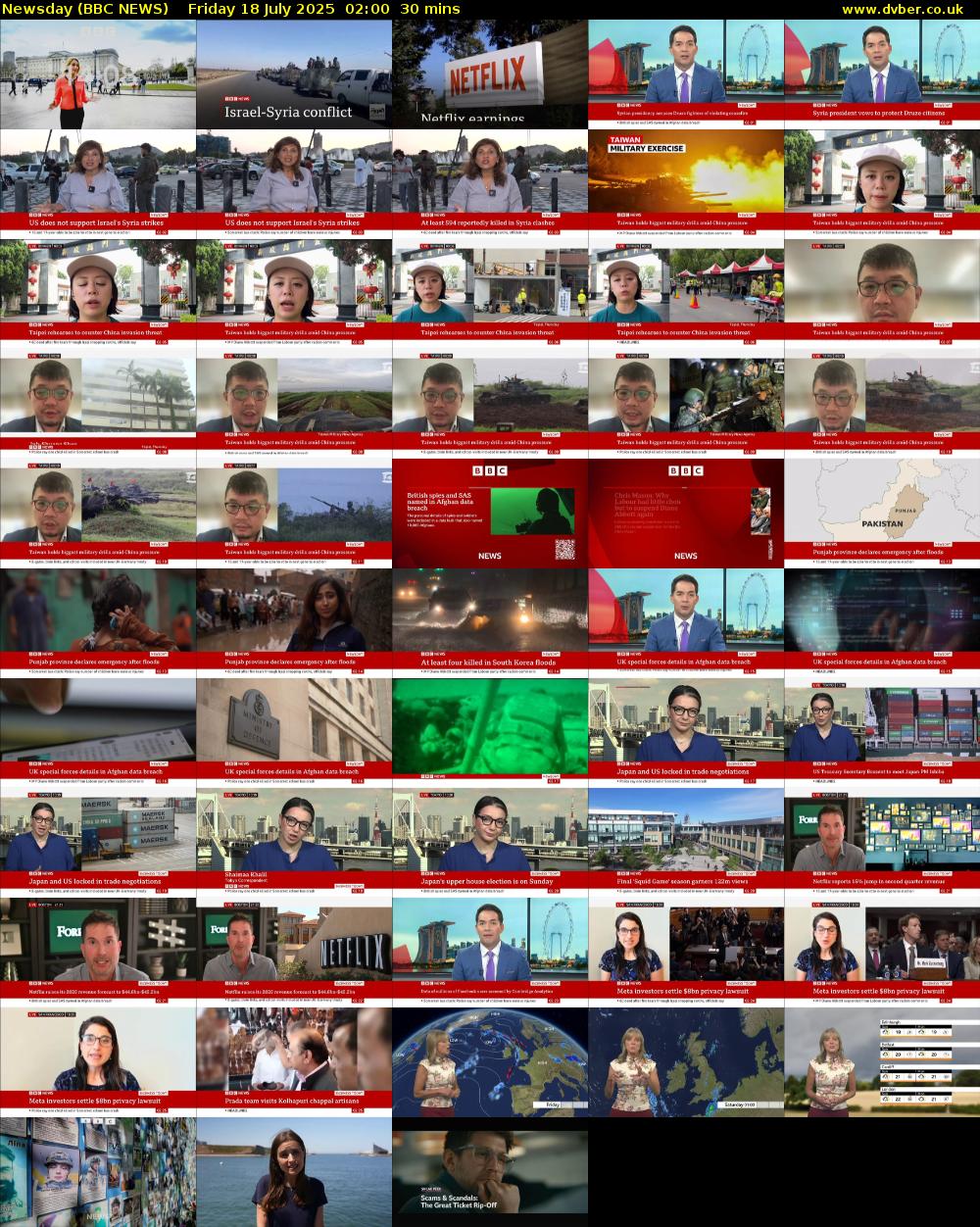 Newsday (BBC NEWS) Friday 18 July 2025 02:00 - 02:30