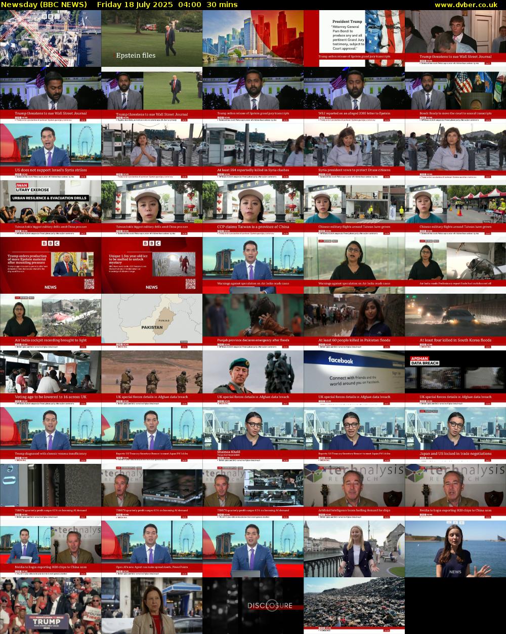 Newsday (BBC NEWS) Friday 18 July 2025 04:00 - 04:30