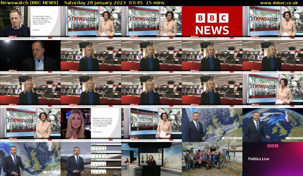 Newswatch (BBC NEWS) Saturday 28 January 2023 03:45 - 04:00