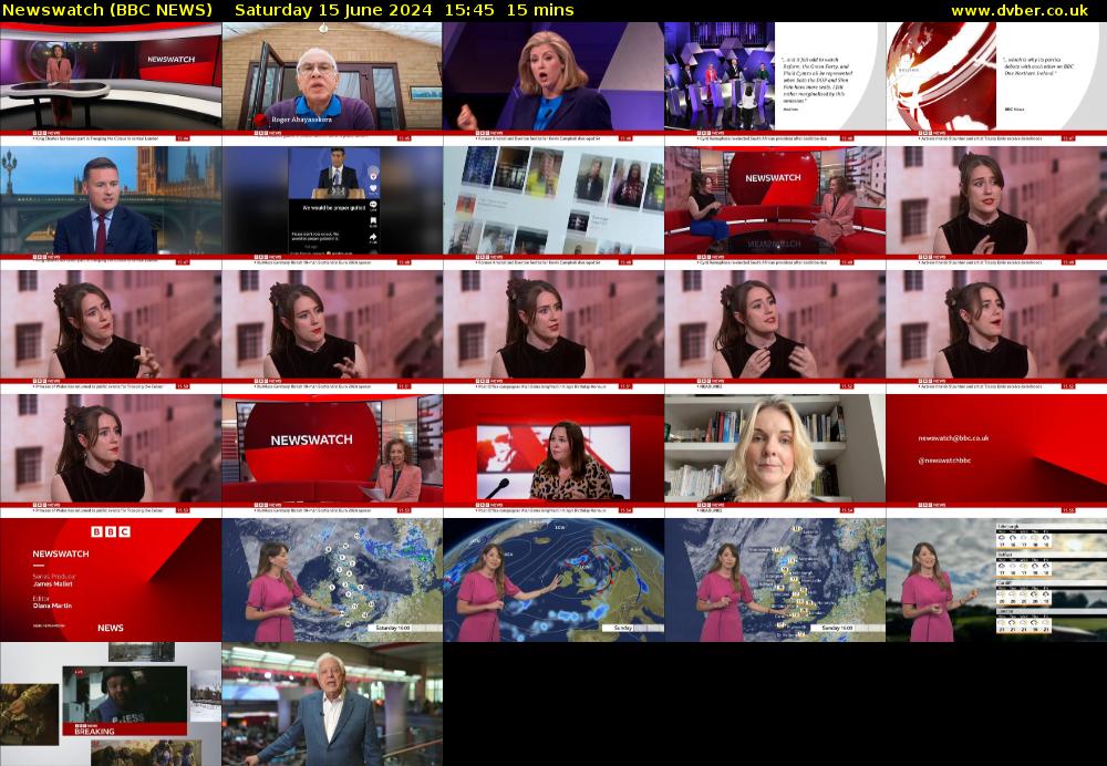 Newswatch (BBC NEWS) Saturday 15 June 2024 15:45 - 16:00
