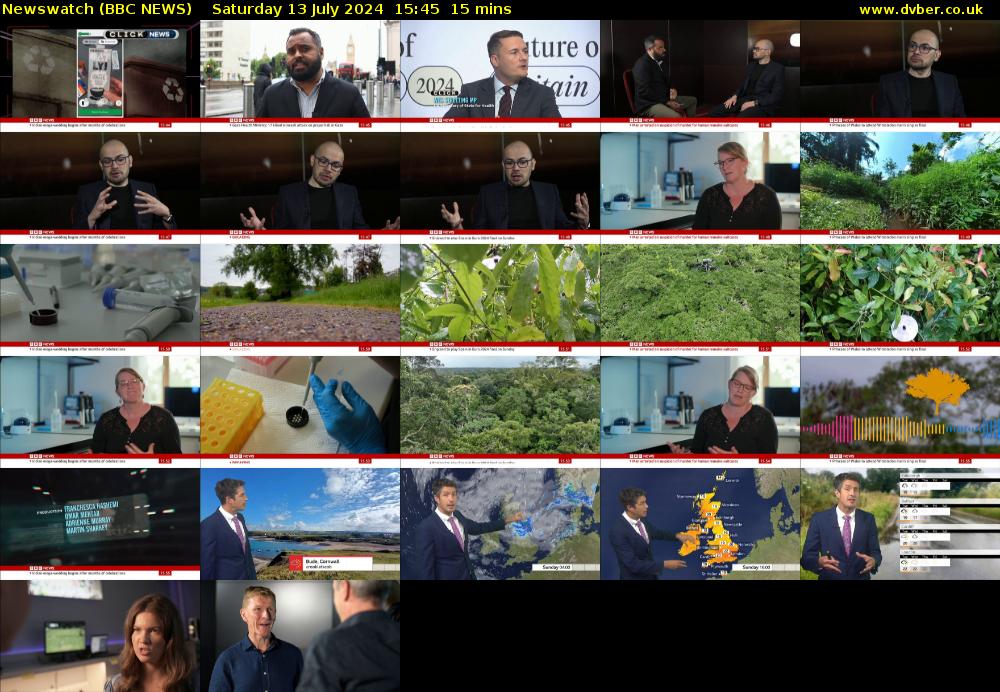 Newswatch (BBC NEWS) Saturday 13 July 2024 15:45 - 16:00