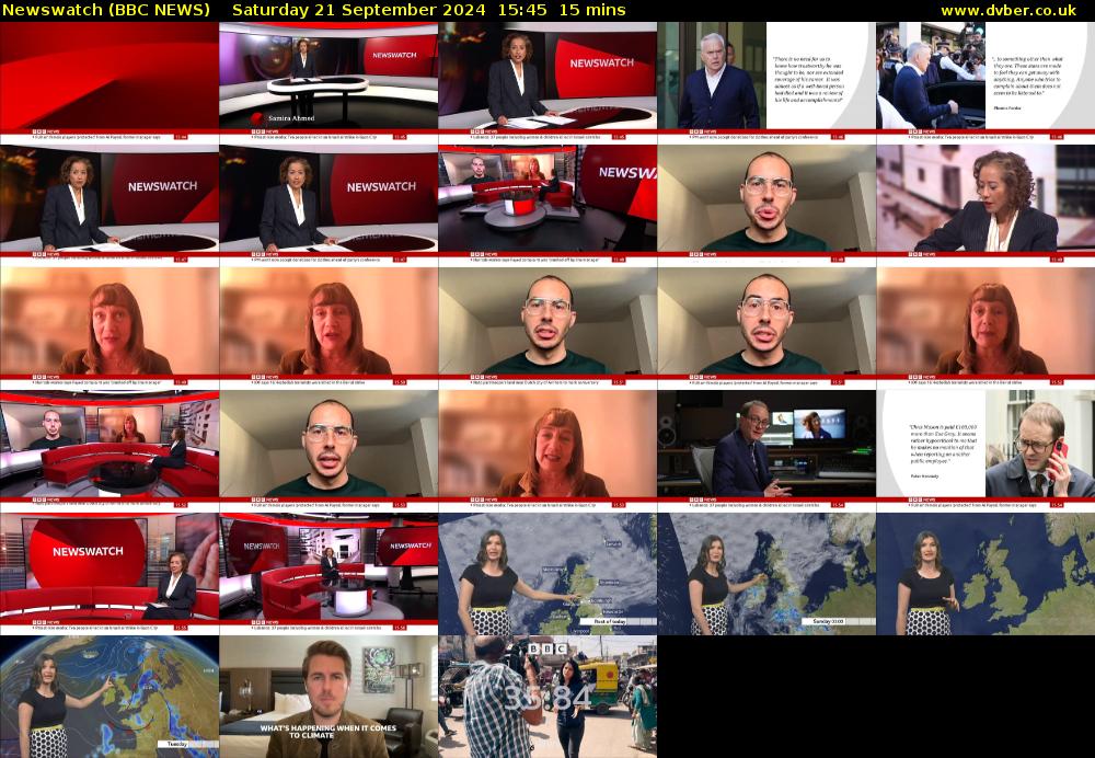 Newswatch (BBC NEWS) Saturday 21 September 2024 15:45 - 16:00