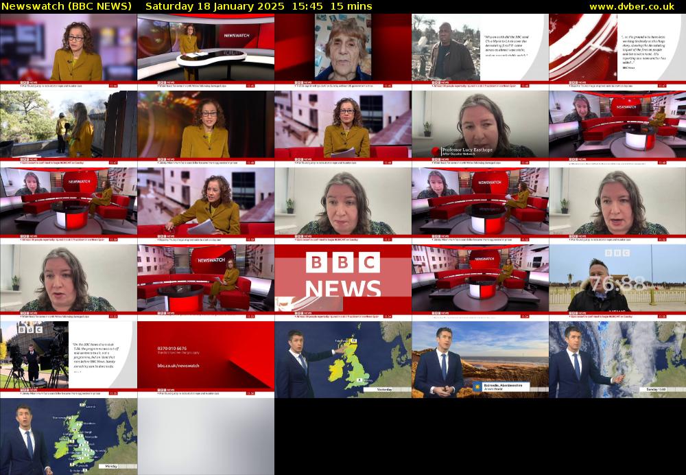 Newswatch (BBC NEWS) Saturday 18 January 2025 15:45 - 16:00