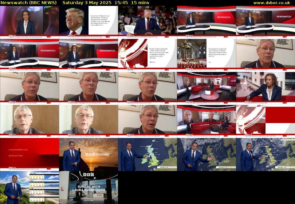 Newswatch (BBC NEWS) Saturday 3 May 2025 15:45 - 16:00