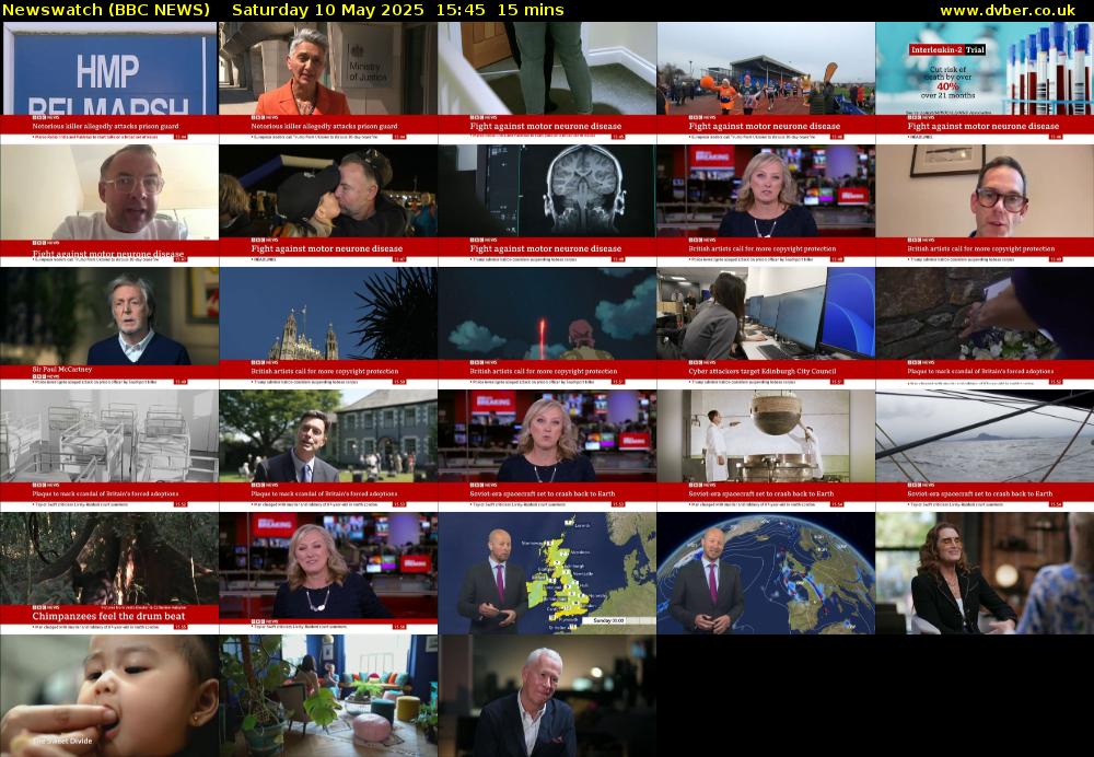 Newswatch (BBC NEWS) Saturday 10 May 2025 15:45 - 16:00