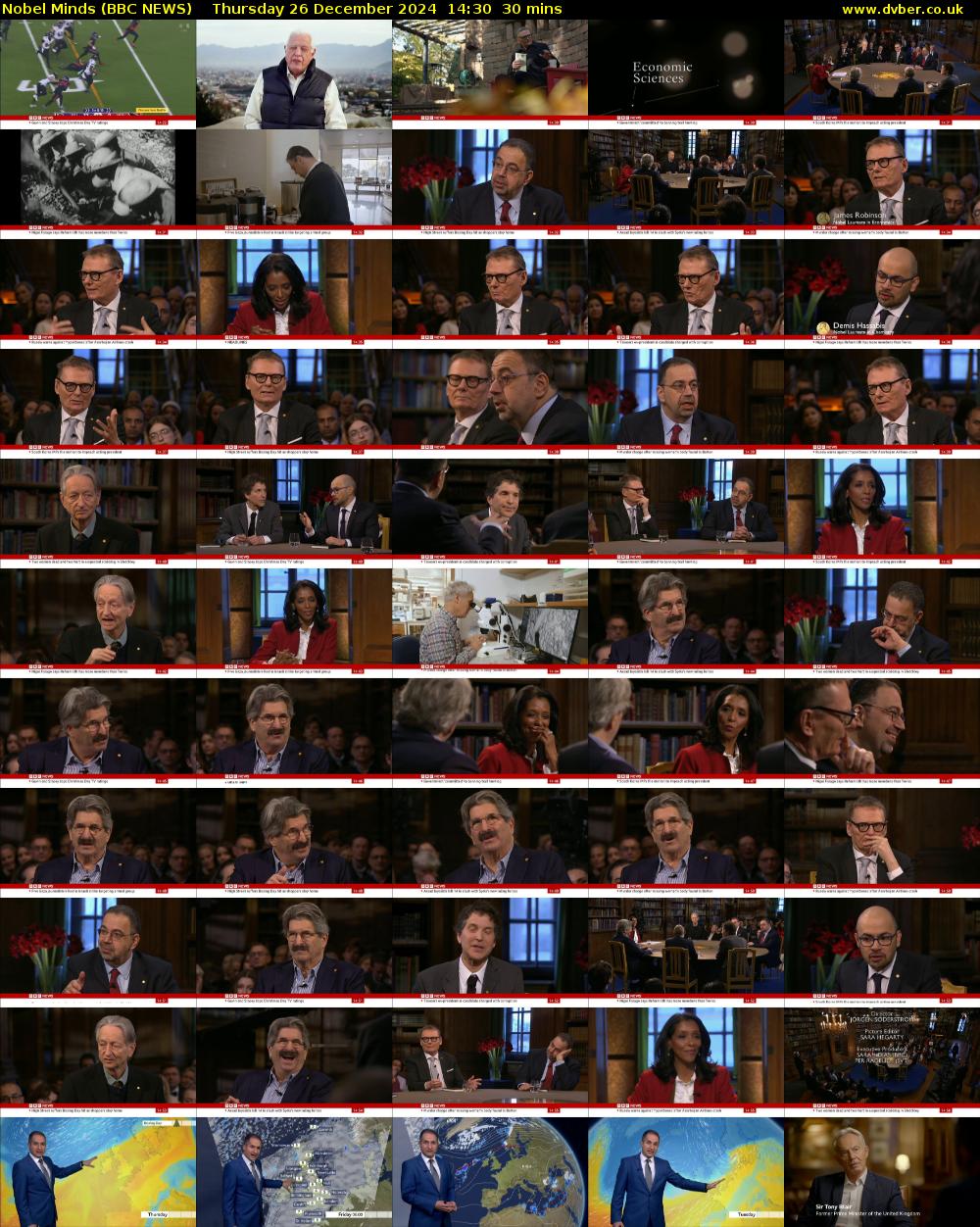 Nobel Minds (BBC NEWS) Thursday 26 December 2024 14:30 - 15:00