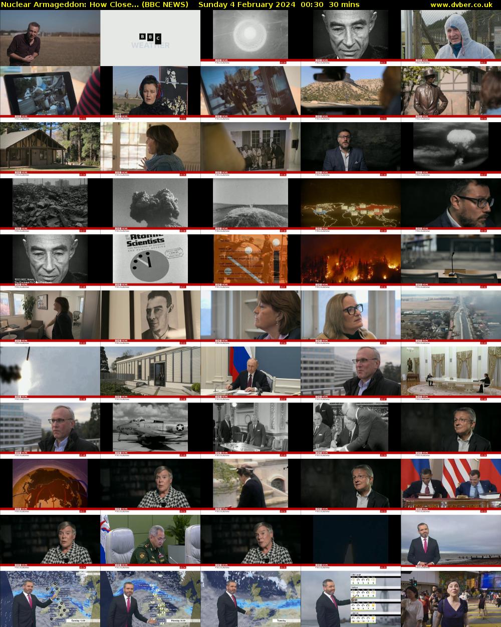 Nuclear Armageddon: How Close... (BBC NEWS) Sunday 4 February 2024 00:30 - 01:00