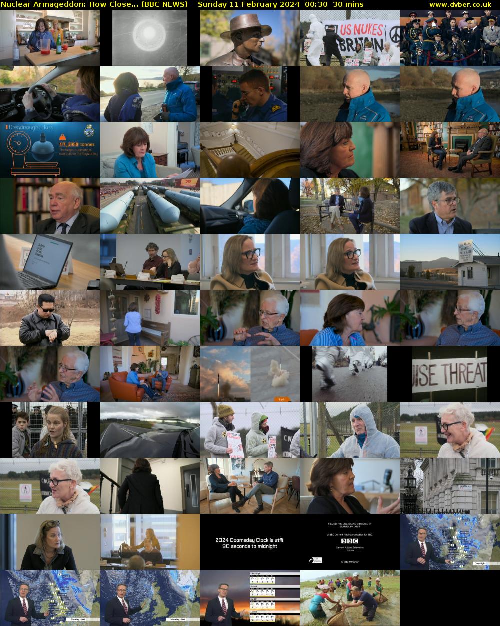Nuclear Armageddon: How Close... (BBC NEWS) Sunday 11 February 2024 00:30 - 01:00