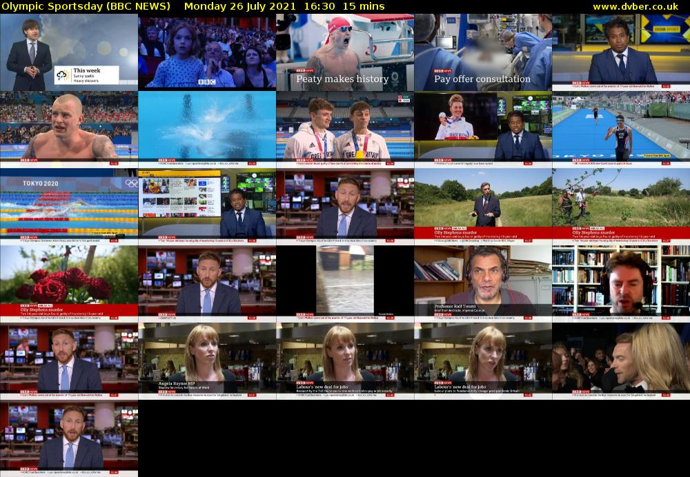Olympic Sportsday (BBC NEWS) Monday 26 July 2021 16:30 - 16:45