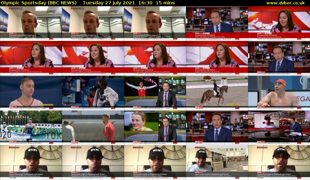 Olympic Sportsday (BBC NEWS) Tuesday 27 July 2021 16:30 - 16:45