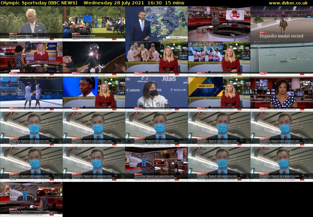 Olympic Sportsday (BBC NEWS) Wednesday 28 July 2021 16:30 - 16:45