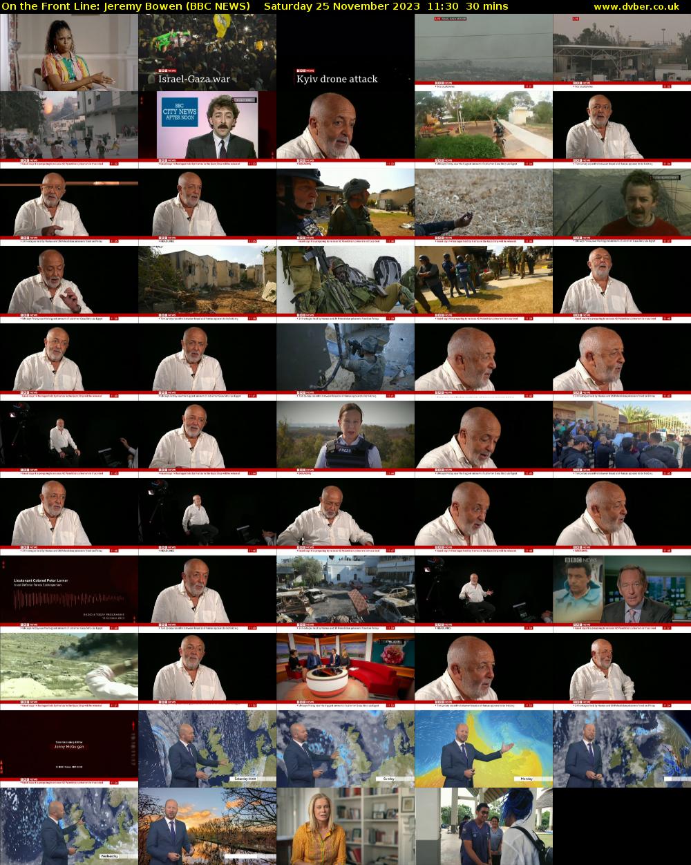 On the Front Line: Jeremy Bowen (BBC NEWS) Saturday 25 November 2023 11:30 - 12:00