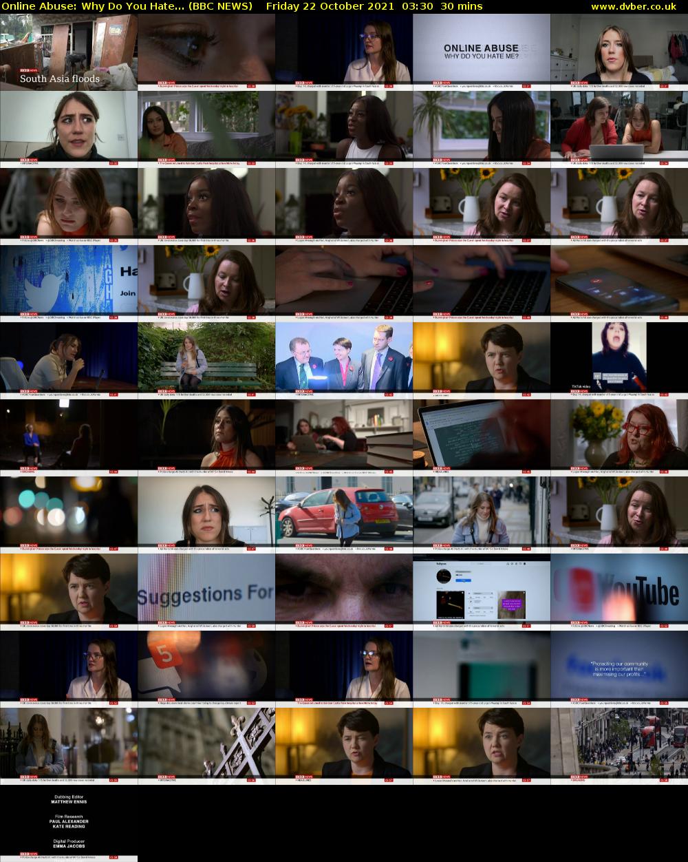 Online Abuse: Why Do You Hate... (BBC NEWS) Friday 22 October 2021 03:30 - 04:00