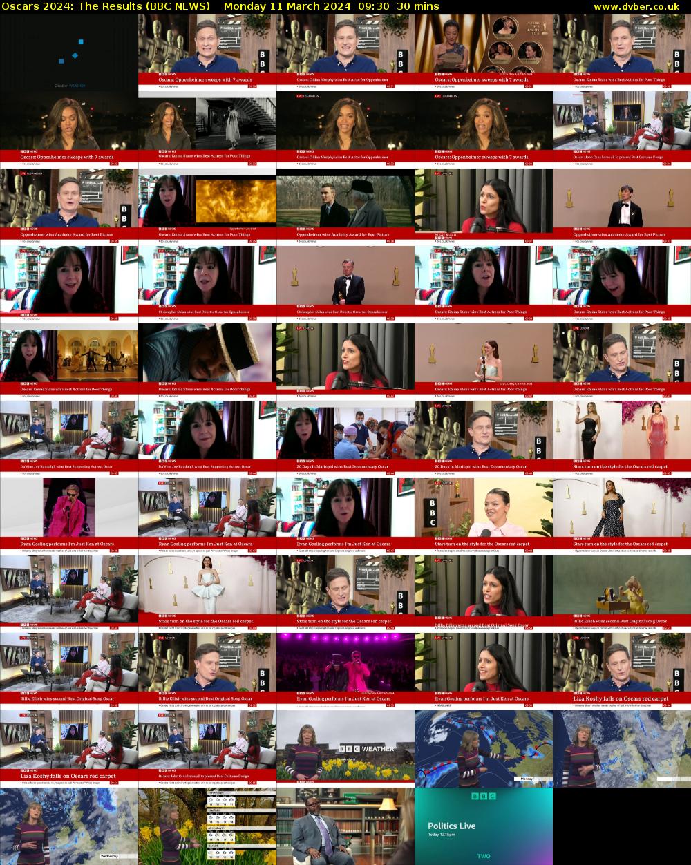 Oscars 2024: The Results (BBC NEWS) Monday 11 March 2024 09:30 - 10:00