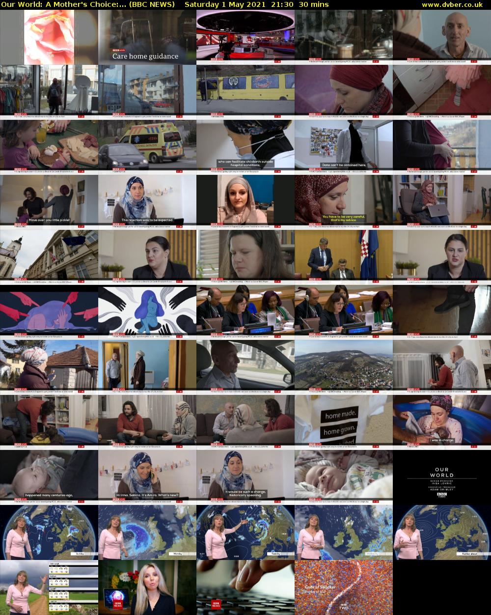 Our World: A Mother's Choice:... (BBC NEWS) Saturday 1 May 2021 21:30 - 22:00