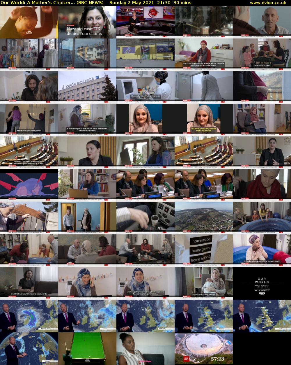 Our World: A Mother's Choice:... (BBC NEWS) Sunday 2 May 2021 21:30 - 22:00