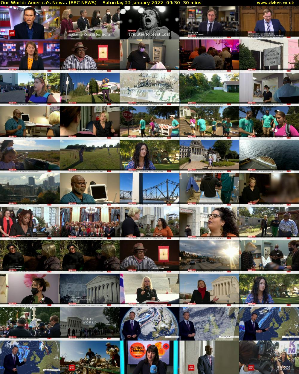 Our World: America's New... (BBC NEWS) Saturday 22 January 2022 04:30 - 05:00