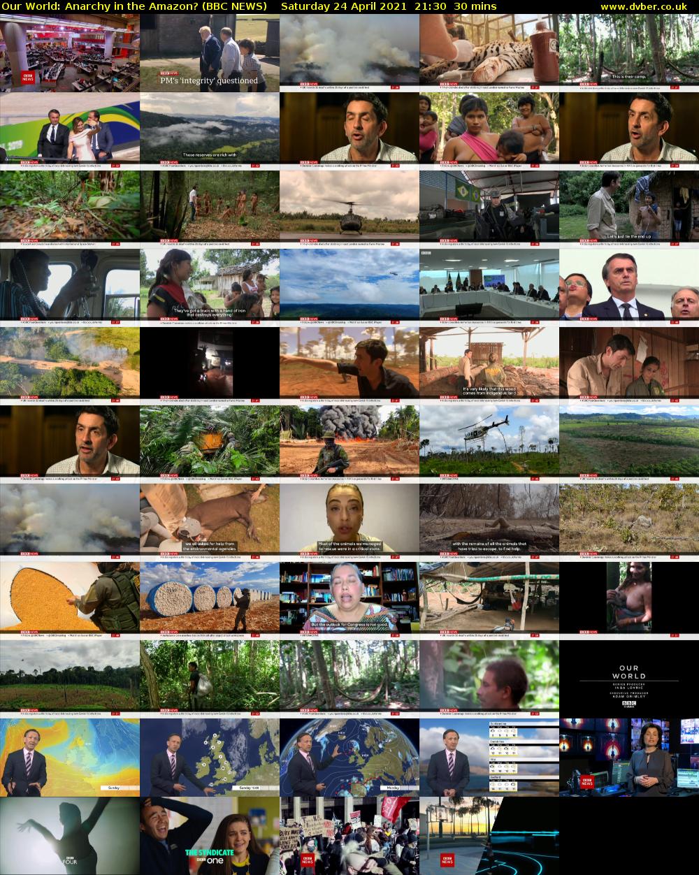 Our World: Anarchy in the Amazon? (BBC NEWS) Saturday 24 April 2021 21:30 - 22:00