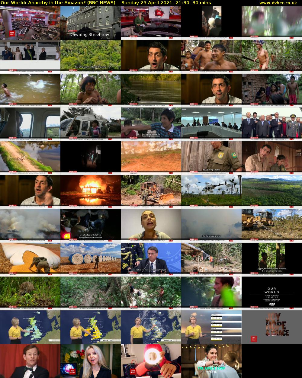 Our World: Anarchy in the Amazon? (BBC NEWS) Sunday 25 April 2021 21:30 - 22:00