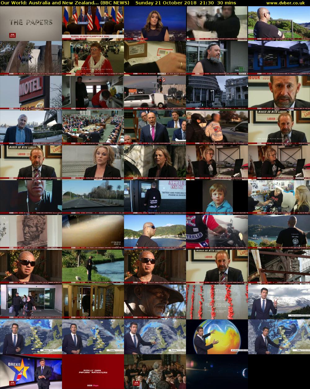 Our World: Australia and New Zealand... (BBC NEWS) Sunday 21 October 2018 21:30 - 22:00