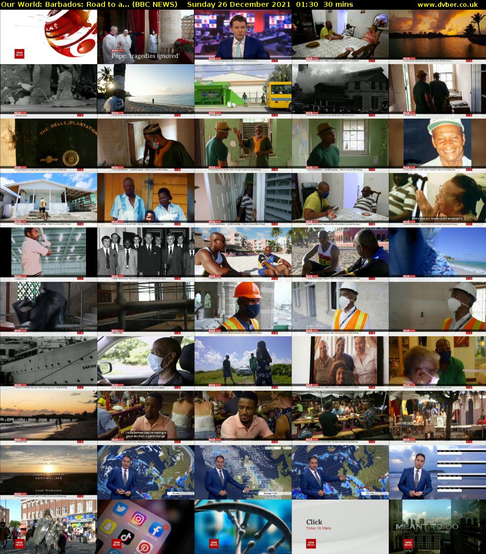 Our World: Barbados: Road to a... (BBC NEWS) Sunday 26 December 2021 01:30 - 02:00