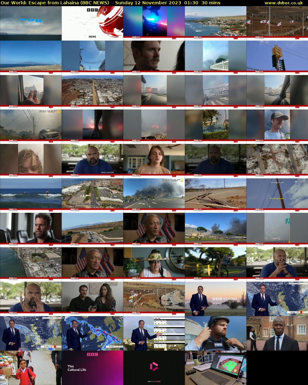 Our World: Escape from Lahaina (BBC NEWS) Sunday 12 November 2023 01:30 - 02:00