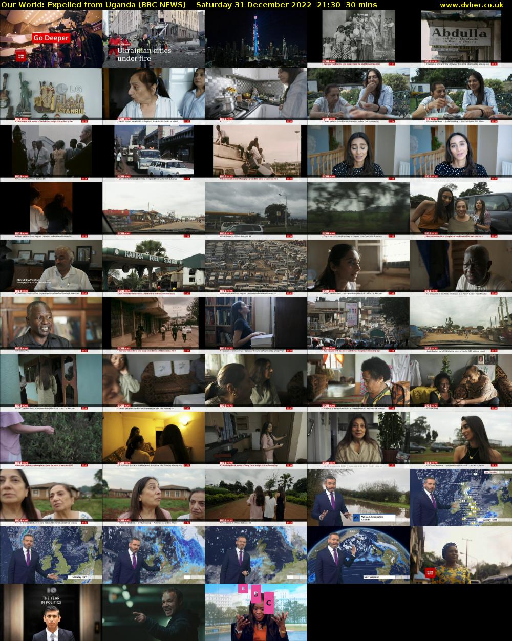 Our World: Expelled from Uganda (BBC NEWS) Saturday 31 December 2022 21:30 - 22:00