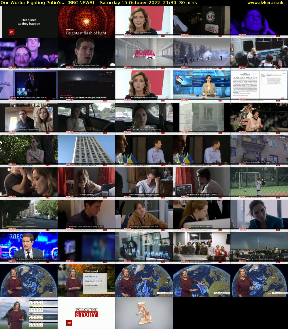 Our World: Fighting Putin's... (BBC NEWS) Saturday 15 October 2022 21:30 - 22:00