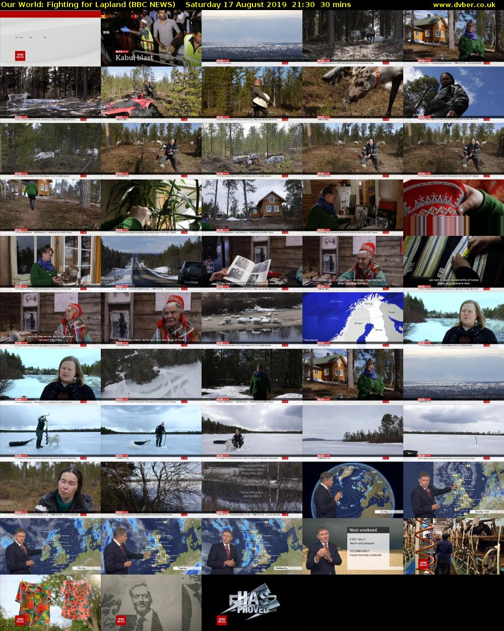 Our World: Fighting for Lapland (BBC NEWS) Saturday 17 August 2019 21:30 - 22:00