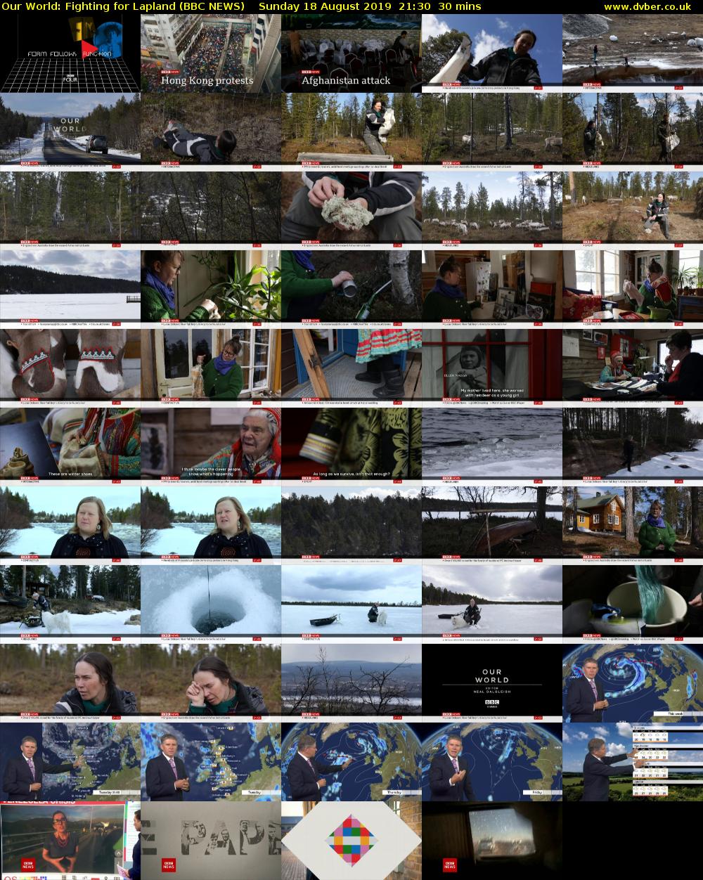 Our World: Fighting for Lapland (BBC NEWS) Sunday 18 August 2019 21:30 - 22:00
