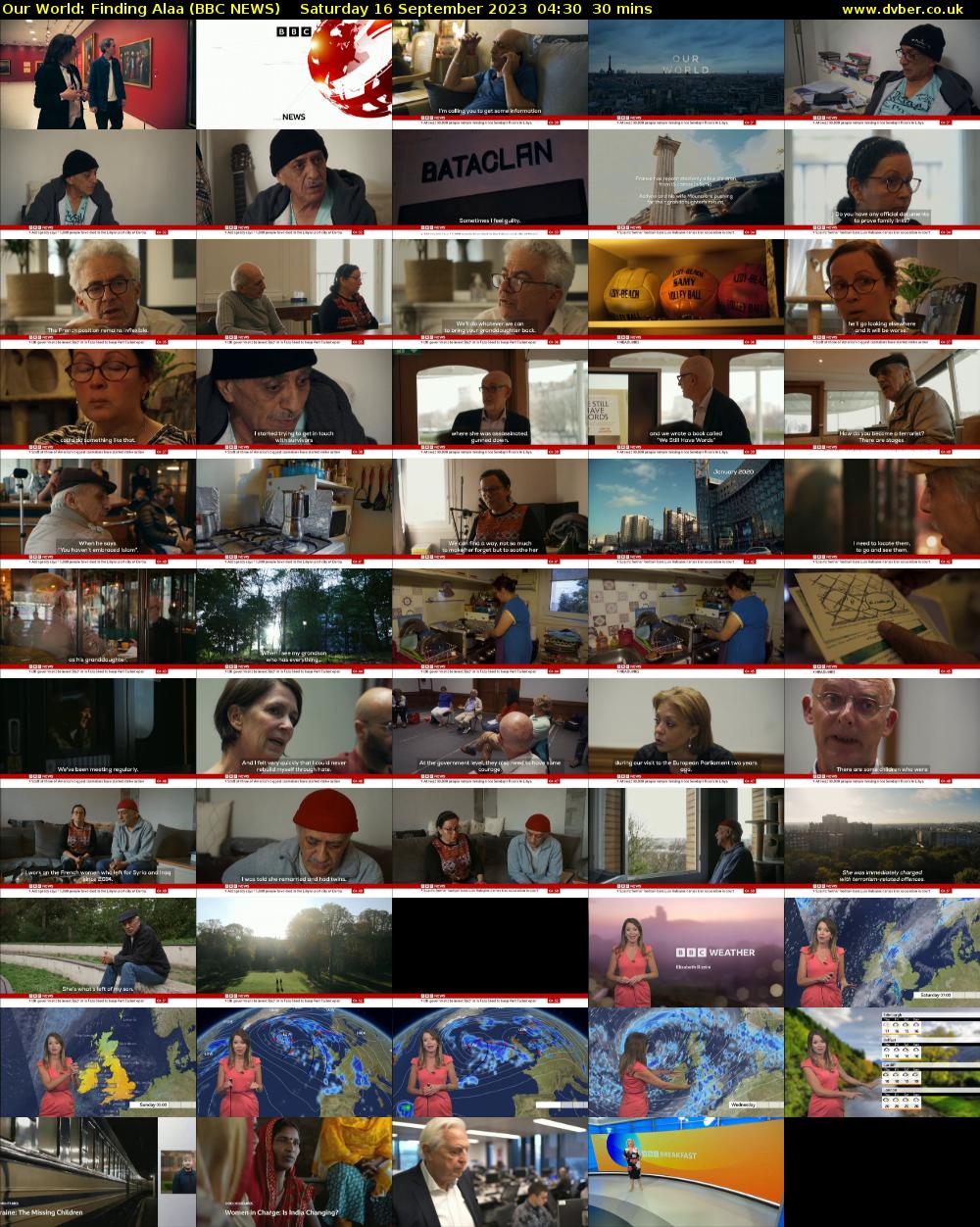 Our World: Finding Alaa (BBC NEWS) Saturday 16 September 2023 04:30 - 05:00