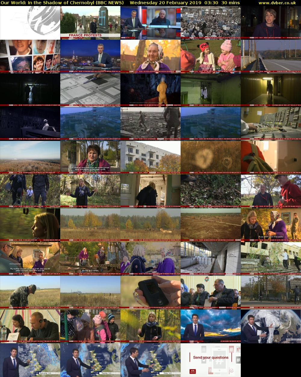 Our World: In the Shadow of Chernobyl (BBC NEWS) Wednesday 20 February 2019 03:30 - 04:00