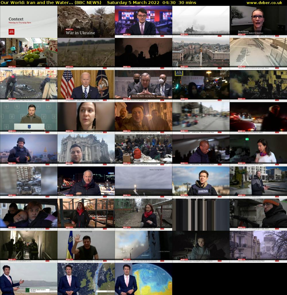 Our World: Iran and the Water... (BBC NEWS) Saturday 5 March 2022 04:30 - 05:00