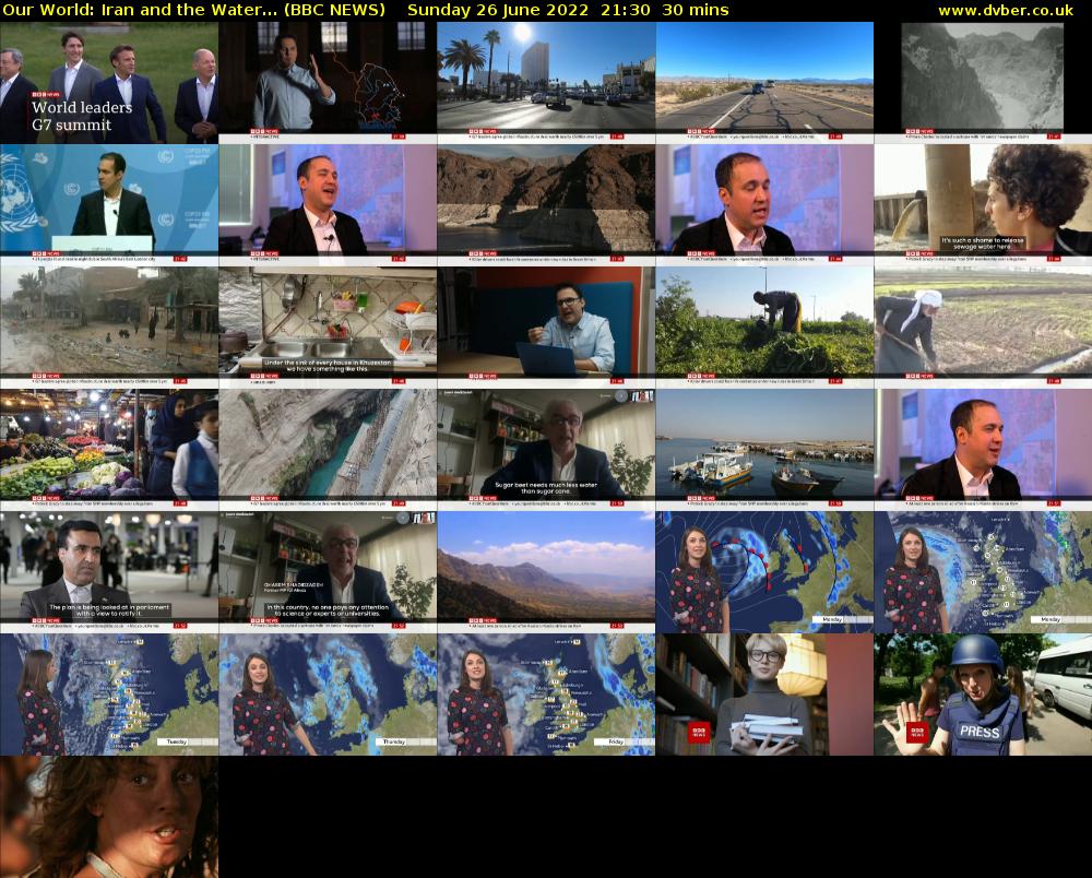 Our World: Iran and the Water... (BBC NEWS) Sunday 26 June 2022 21:30 - 22:00