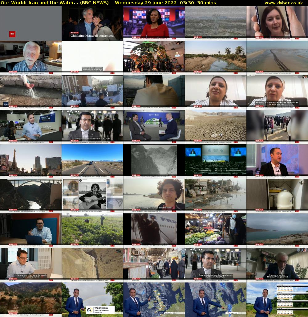 Our World: Iran and the Water... (BBC NEWS) Wednesday 29 June 2022 03:30 - 04:00