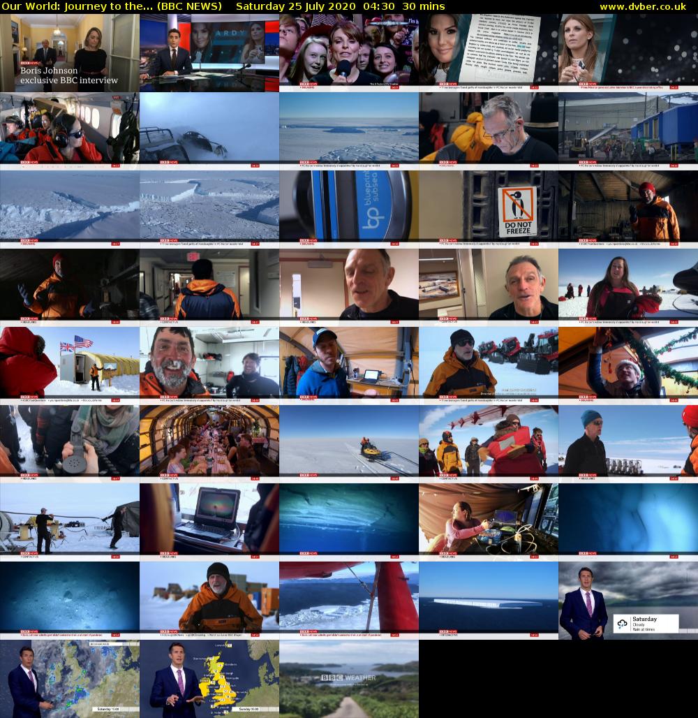 Our World: Journey to the... (BBC NEWS) Saturday 25 July 2020 04:30 - 05:00