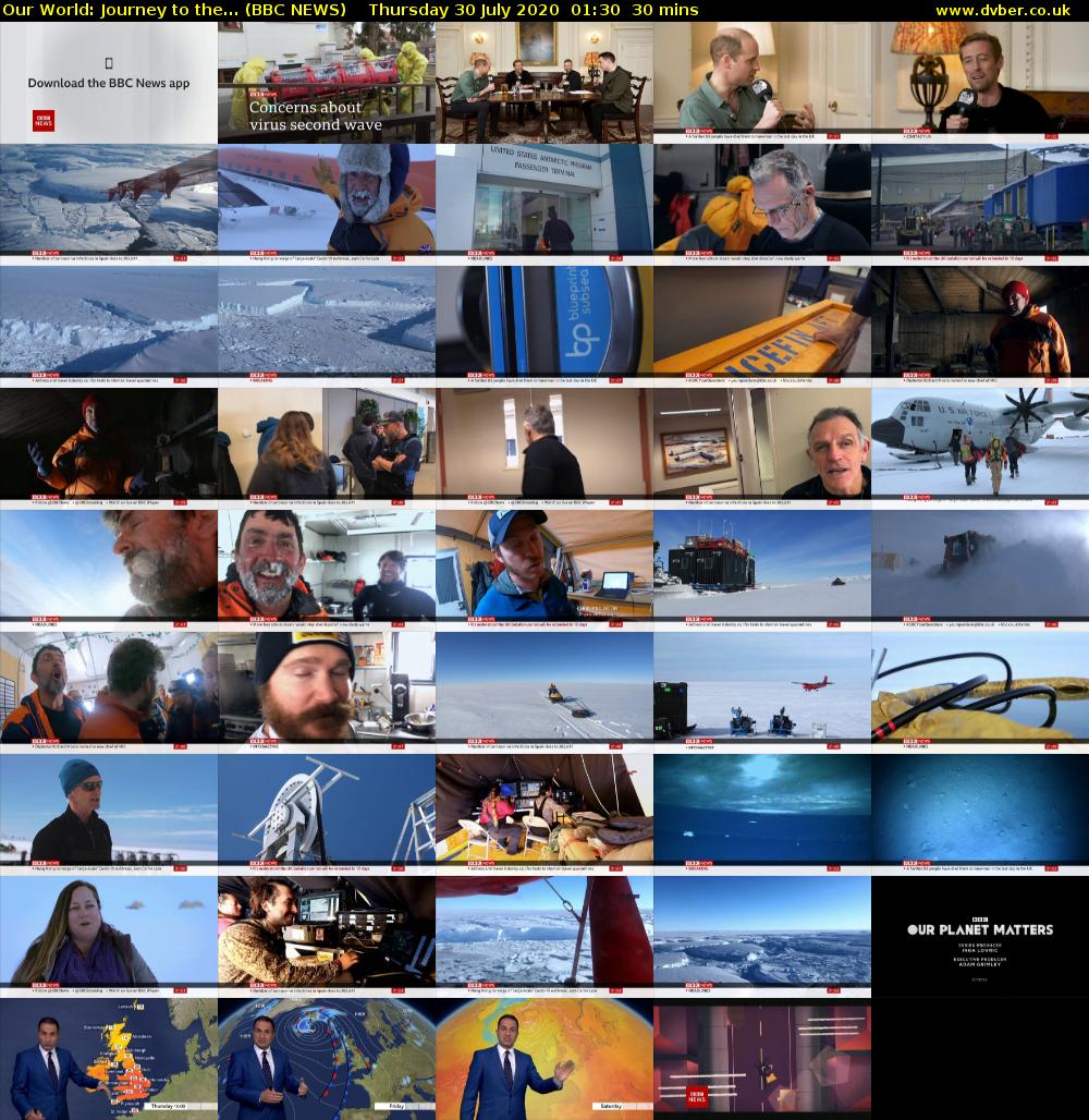 Our World: Journey to the... (BBC NEWS) Thursday 30 July 2020 01:30 - 02:00