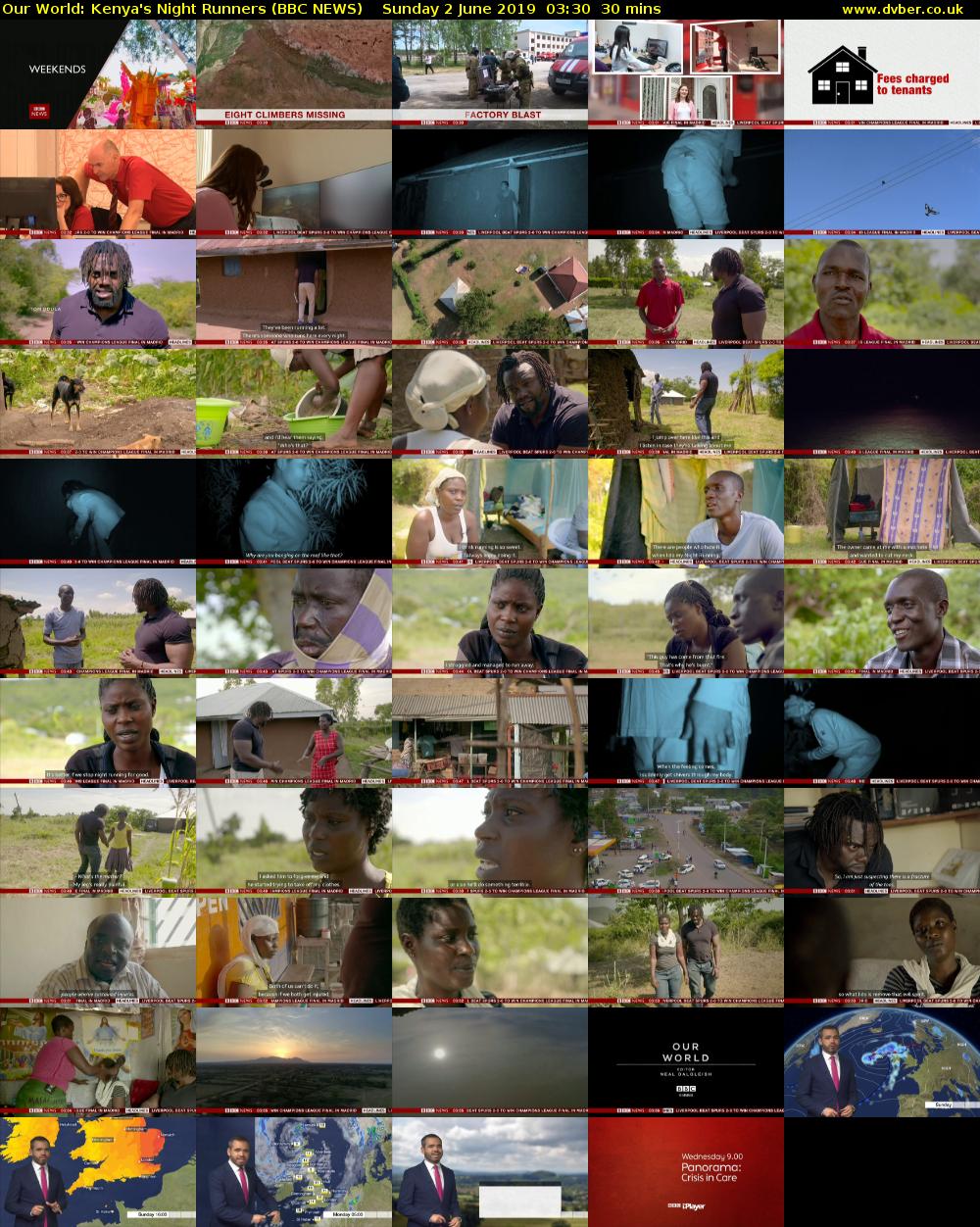 Our World: Kenya's Night Runners (BBC NEWS) Sunday 2 June 2019 03:30 - 04:00
