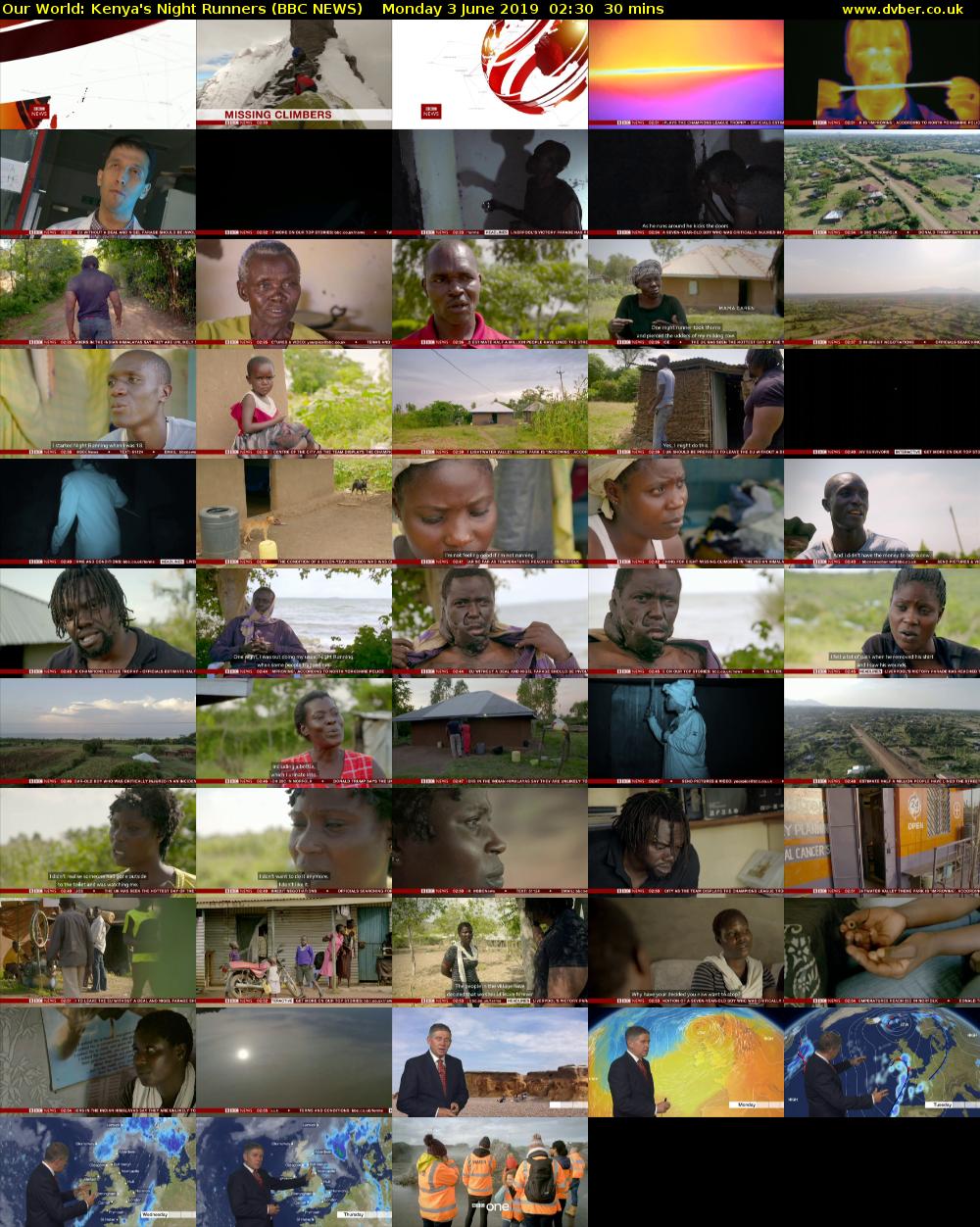 Our World: Kenya's Night Runners (BBC NEWS) Monday 3 June 2019 02:30 - 03:00